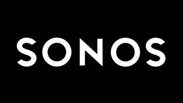 Wit Sonos-logo op een zwarte achtergrond.