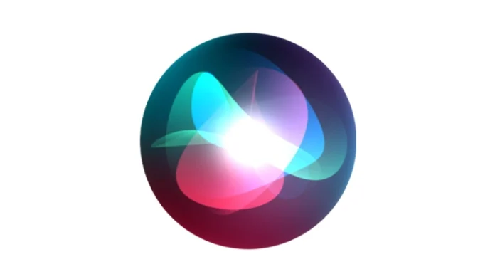 Een gloeiend, kleurrijk icoon van de Siri app iOS 27 ChatGPT op een witte achtergrond.