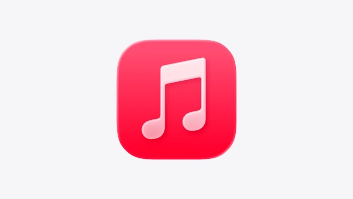 Het herkenbare roze Apple Music-logo met een witte muzieknoot op een witte achtergrond, nu Apple Music duurder wordt voor abonnees.