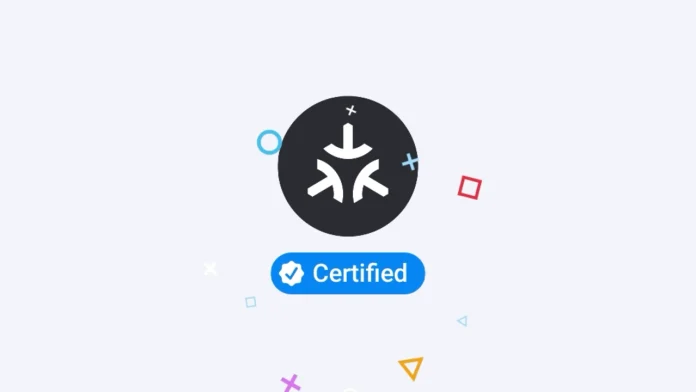 Een grafische weergave van het gecertificeerde Matter-logo met kleurrijke geometrische elementen ter ondersteuning van Homey Matter 1.5.