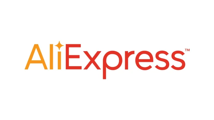 Het AliExpress logo met oranje en rode letters op een witte achtergrond.