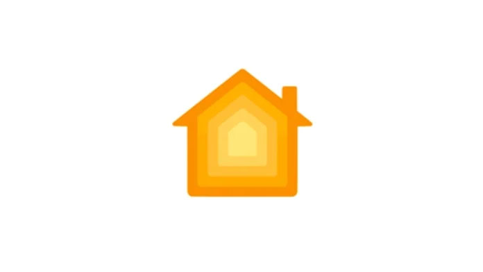 Een oranje en geel gelaagd huispictogram dat de Apple Home-app voor slimme woningbediening vertegenwoordigt.