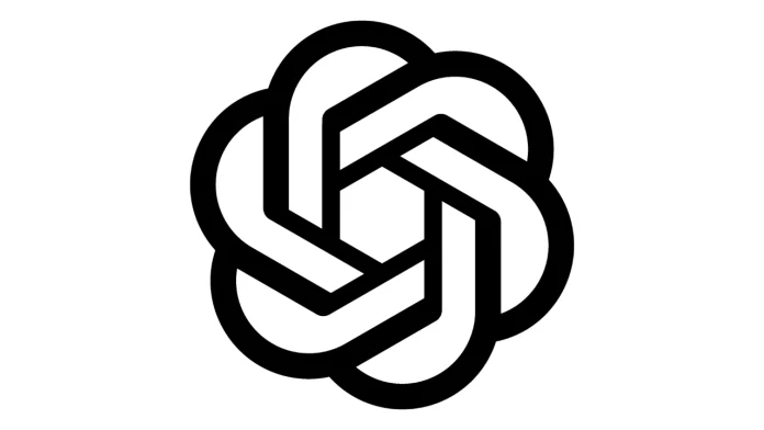 Een minimalistisch zwart-wit logo van ChatGPT met een uniek geometrisch patroon van in elkaar grijpende lijnen.