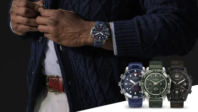 Garmin MARQ Gen 3 collectie met een Diver om de pols en drie uitvoeringen ervoor