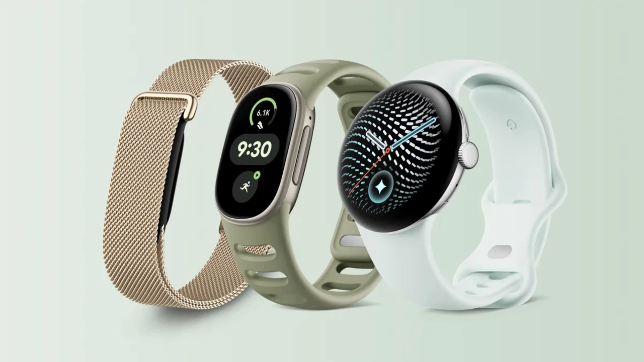 De Fitbit Edge naast de Fitbit Air en de Pixel Watch 5