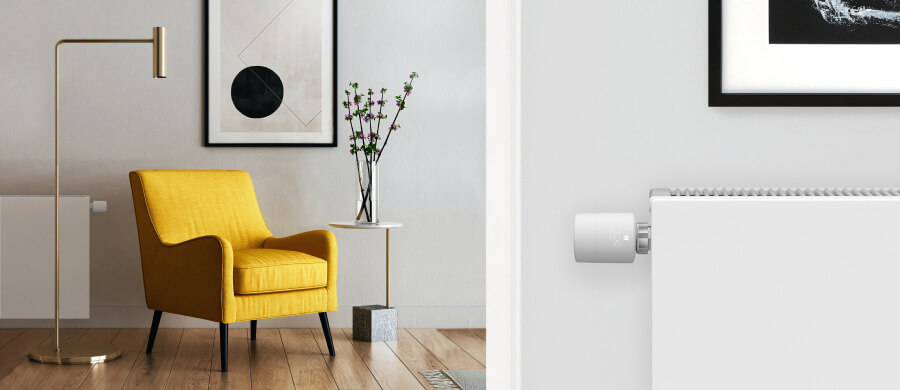 tado° slimme radiatorknop in woonkamer